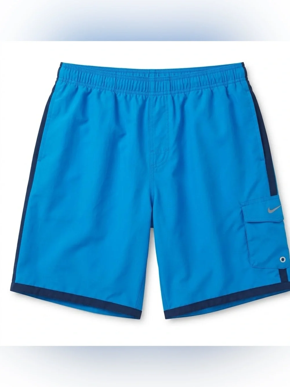 Nike Mens Swim Trunks Board Shorts Blue Cargo Pocket Mesh Lined Large